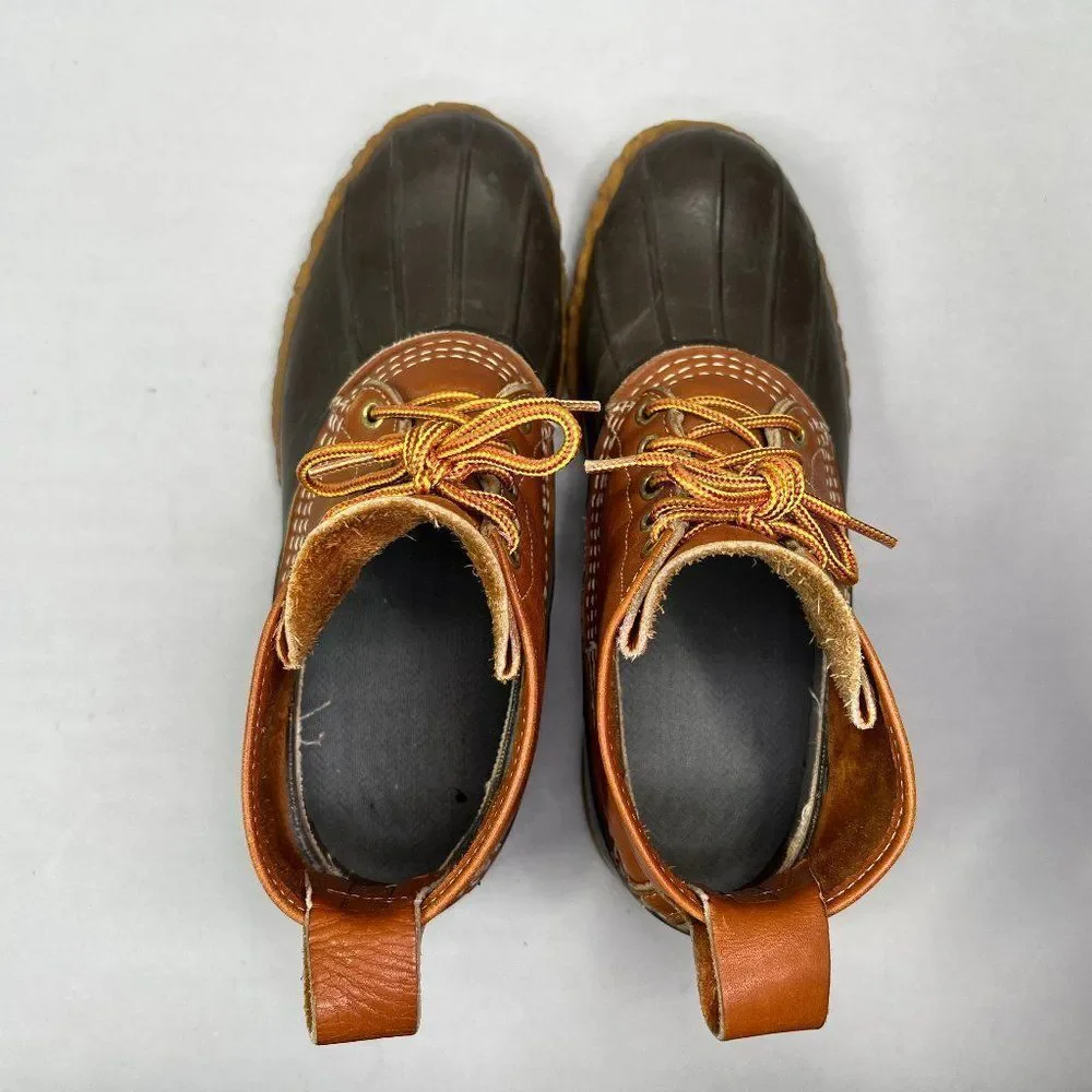 L.L. Bean Bean Boots Mens Size 8 Vintage Brown Leather Rubber Outdoor Waterproof